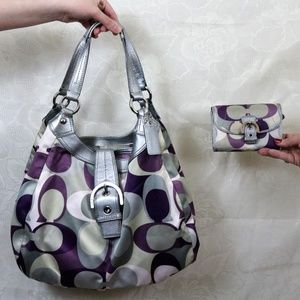 Coach Sig Scarf Print Hobo Bag & Matching Wallet
